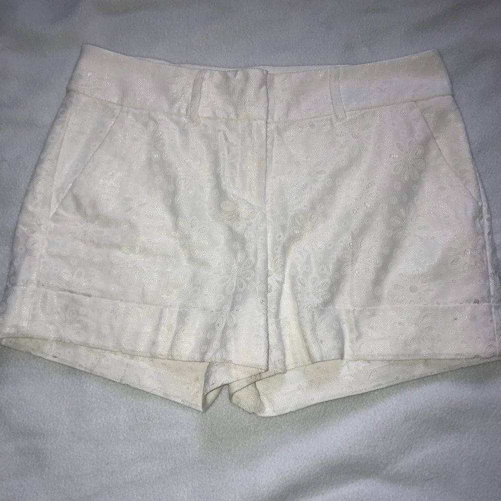 White lace shorts